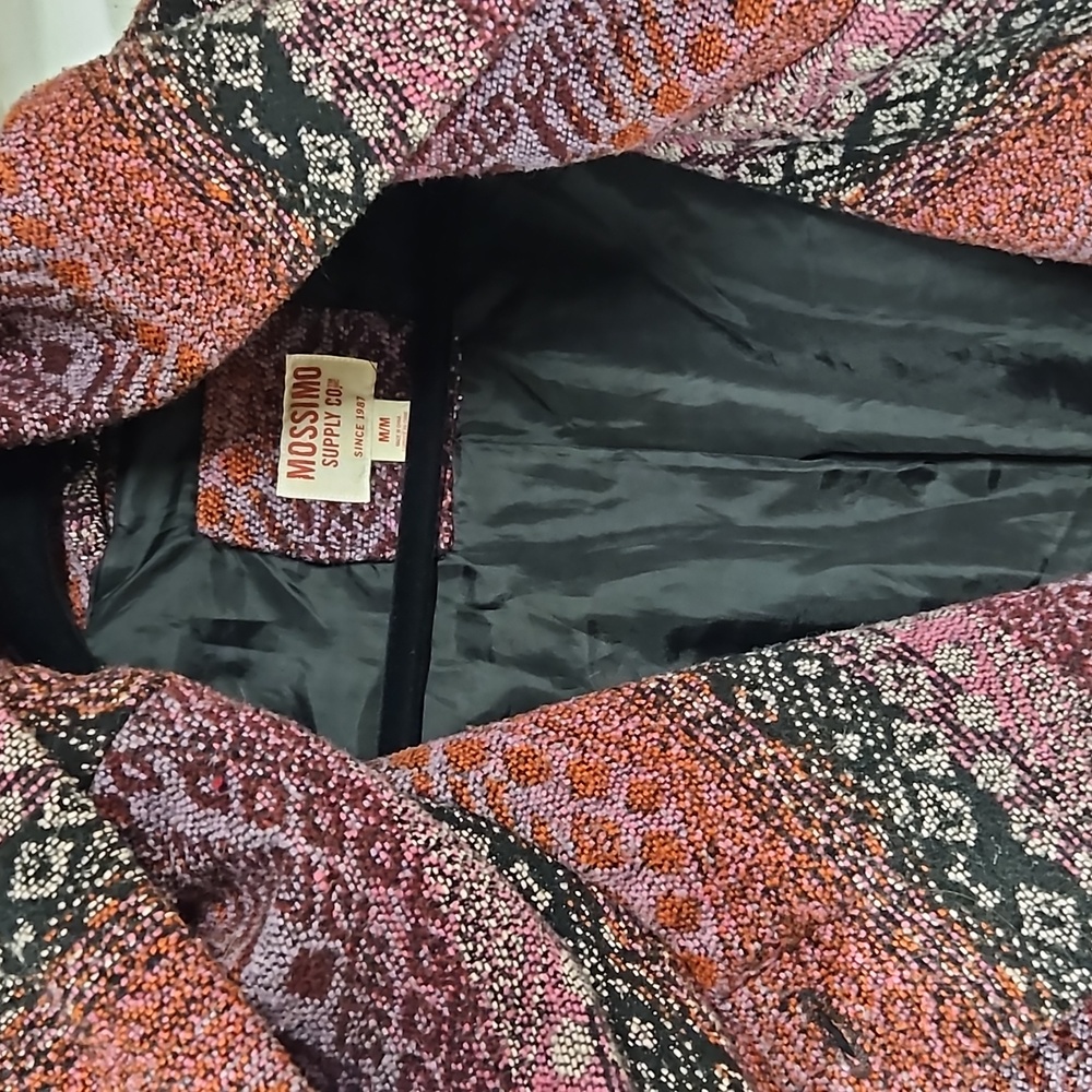 Mossimo Knit Jacket ~ Beautiful pattern with Pink, purple, red, black - Picture 2 of 4